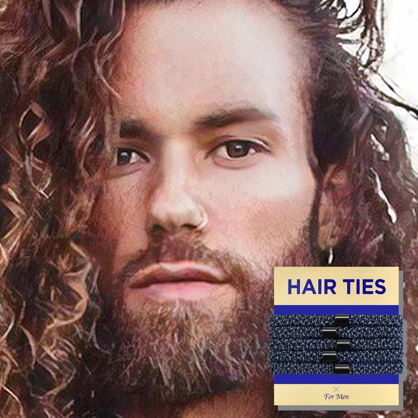 HAVHAF Braided Mens Hair Ties For Men 5 pcs(Thick&Dense Fit, New Navy)