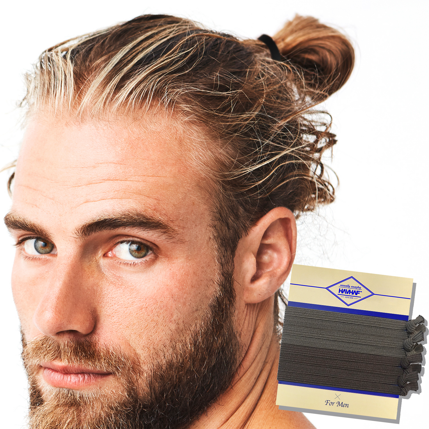HAVHAF Knotted Mens Hair Ties For Men 8 pcs (Thin Fit, Mud)