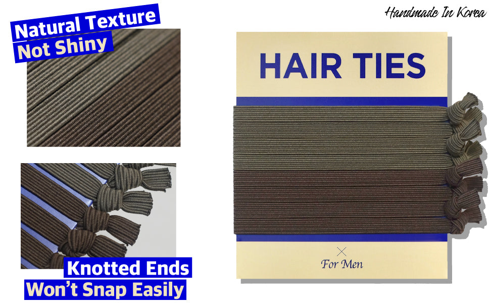 HAVHAF Knotted Mens Hair Ties For Men 8 pcs (Thin Fit, Mud)