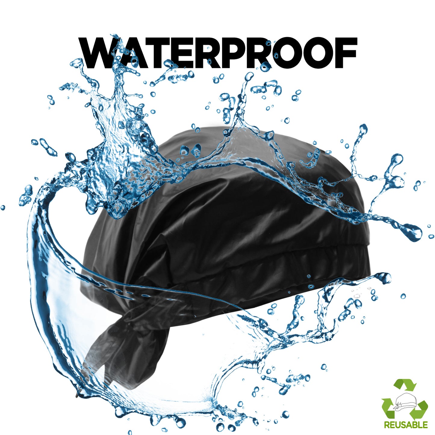HAVHAF Dapper Men Shower Cap For Men (Glossy Black, XL)