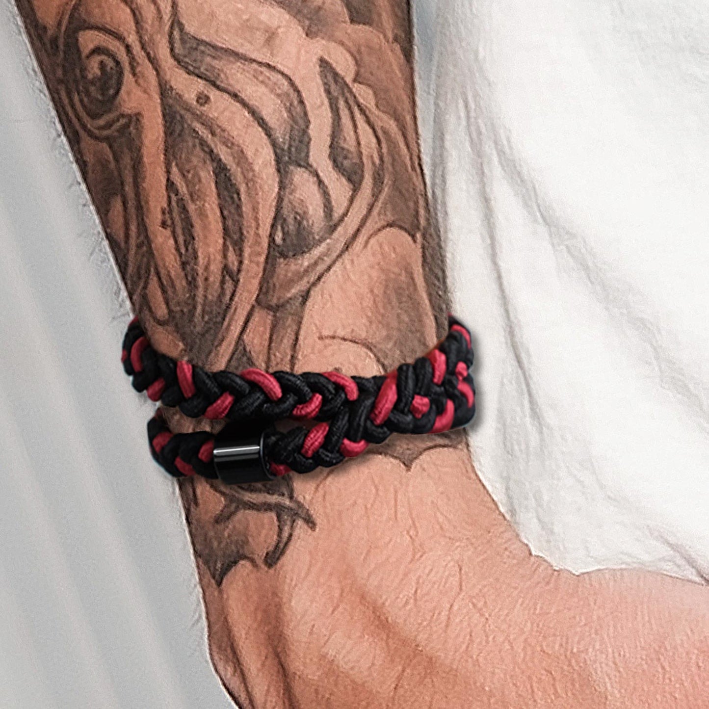 HAVHAF Braided Mens Hair Ties For Men 5 pcs(Thick&Dense Fit, Red Black)